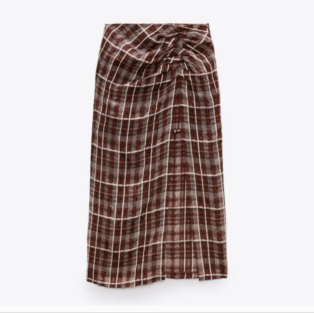 Zara checkered midi skirt